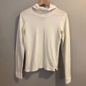 Women’s Cream Cowl Neck Hoodie Long Sleeve Tee